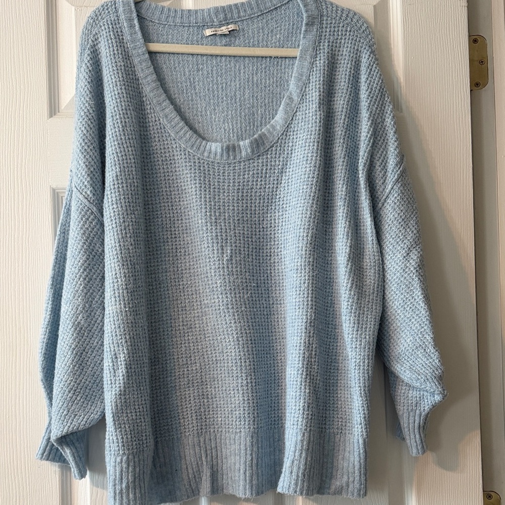 American Eagle Scoop Neck Light Blue Women's Sweater